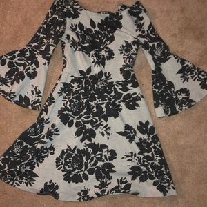 A grey and black floral dress